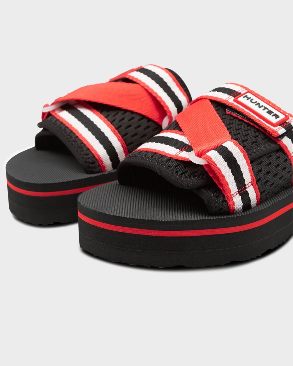 Sandalias Hunter Mujer - Original Flatform Beach - Negros/Blancos/Rojos - ROZLCMK-65